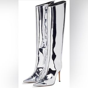 BRAND NEW METALLIC KNEE HIGH BOOTS - BOX +DUSTBAG